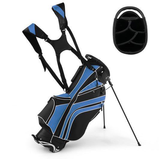 Golf Stand Cart Bag with 6-Way Divider Carry Pockets-Blue - Black Girl Golf