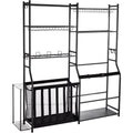 Golf Storage Garage Organizer, 2 Golf Bag Storage Stand Holder and Other Sports Equipment Storage Rack, Outdoor Steel Ball Cart, Sports Gear and Toys Storage Shelves with Baskets & Hooks, Black - Black Girl Golf
