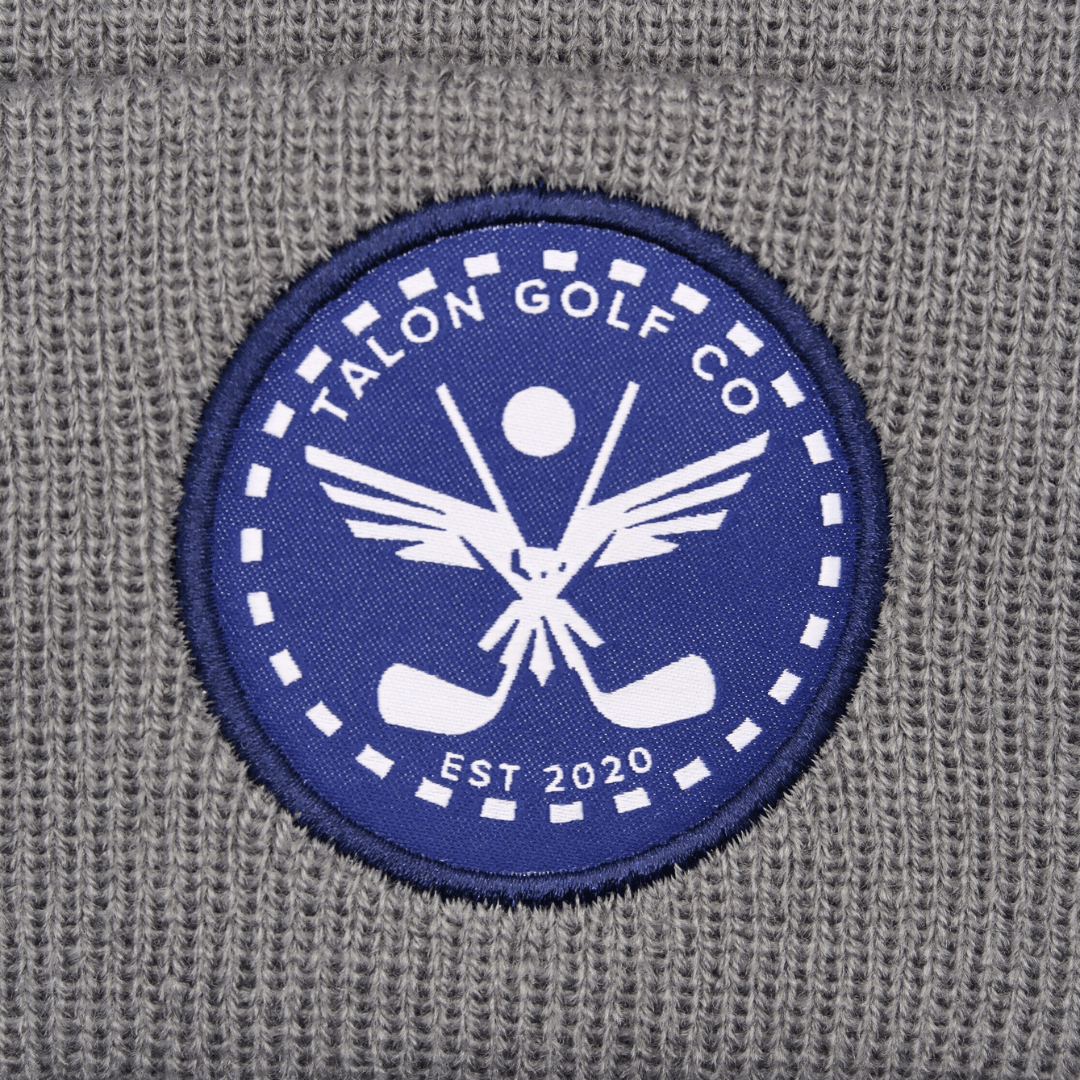 Gray Knit Beanie w/ Navy Eagle Circle Logo - Black Girl Golf