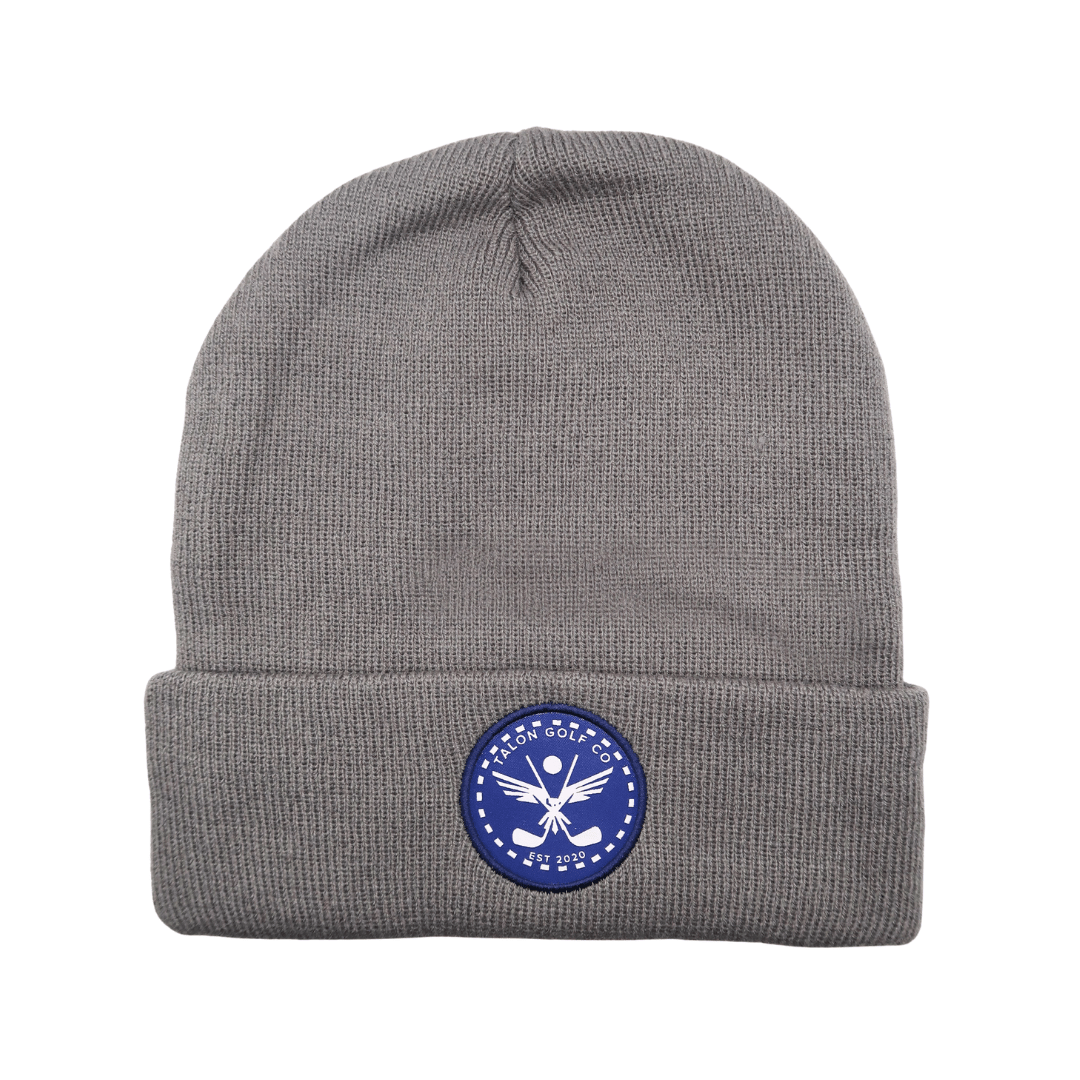 Gray Knit Beanie w/ Navy Eagle Circle Logo - Black Girl Golf