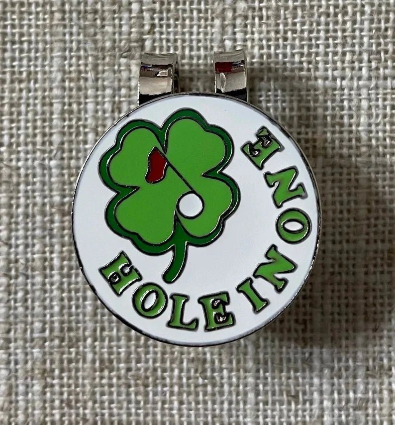 Hole in One Lucky Clover Golf Ball Marker Clip - Black Girl Golf