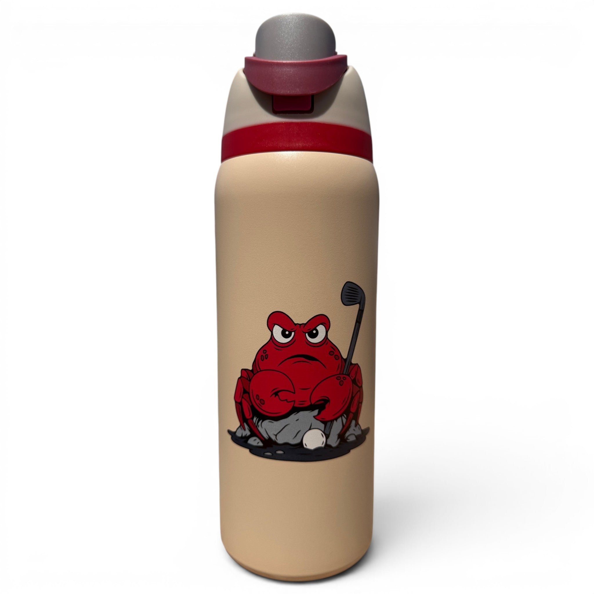 Hydration Bottle – Crab Trap | 32oz Insulated Stainless Steel | Flip Straw Lid w/ Handle - Black Girl Golf