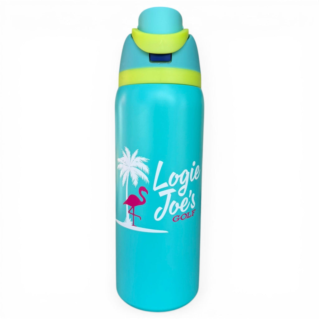 Hydration Bottle – Logie Joe’s Classic | 32oz Insulated Stainless Steel | Flip Straw Lid w/ Handle - Black Girl Golf