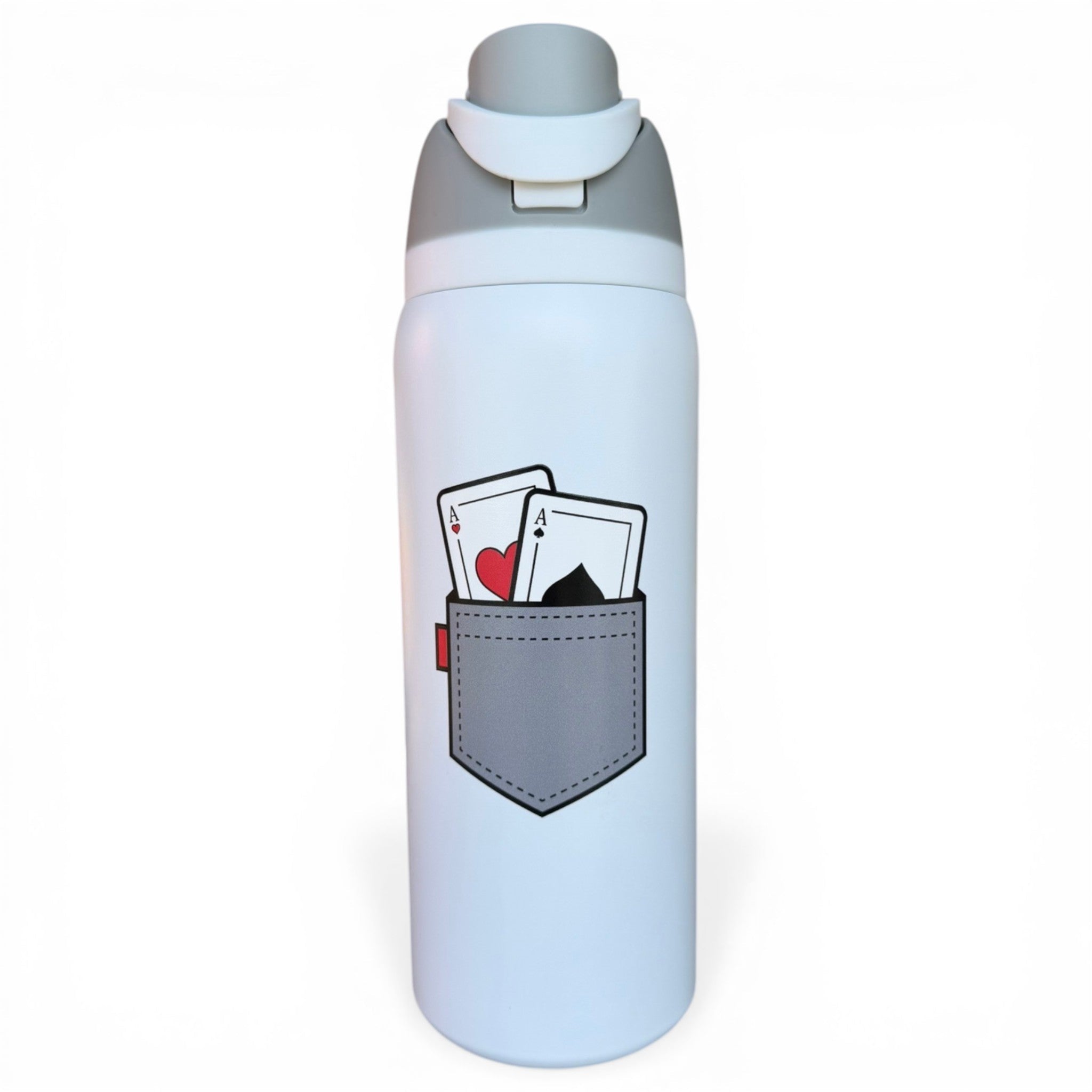 Hydration Bottle – Pocket Aces | 32oz Insulated Stainless Steel | Flip Straw Lid w/ Handle - Black Girl Golf