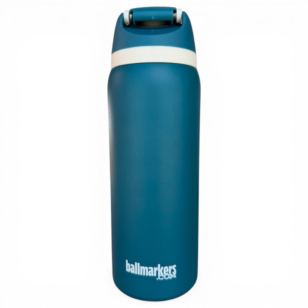 Hydration Bottle – Tiki Bear | 32oz Insulated Stainless Steel | Flip Straw Lid w/ Handle - Black Girl Golf