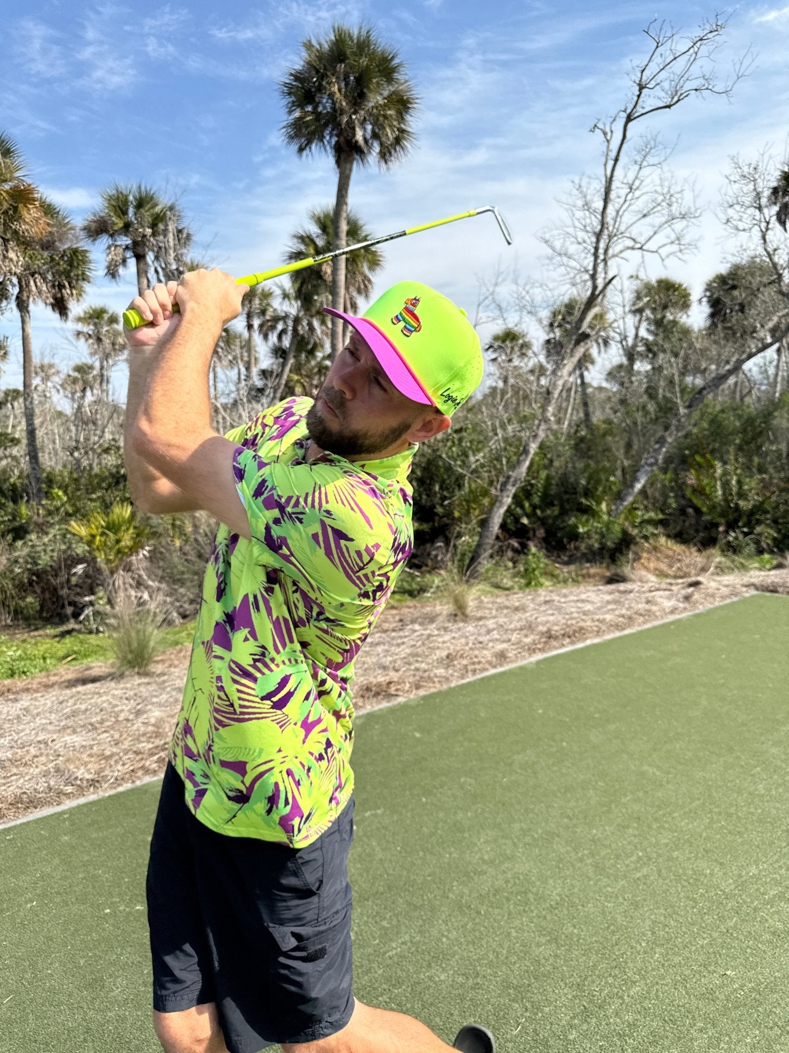 I'd Hit That Piñata Golf Hat | Snapback Cap | Built-in Magnetic Ball Marker Holder + Marker Included | Adjustable | Llama Multicolor - Black Girl Golf