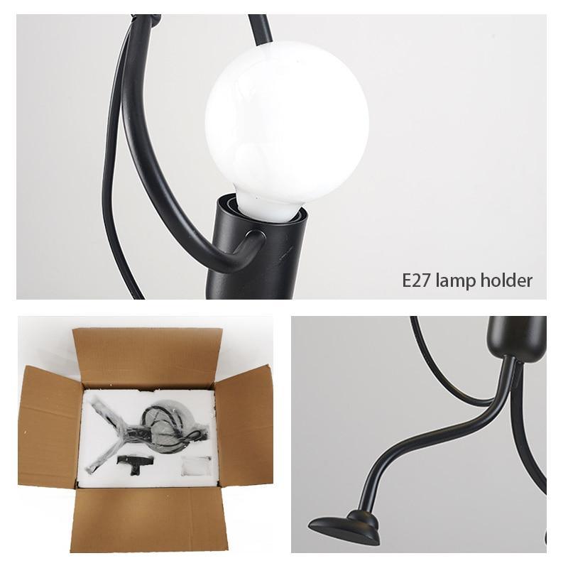 Industrial Metal Pendant Light, Creative Cartoon Ceiling Light Fixture, Indoor Hanging Lamp, Modern Minimalist Lamps for Bedrooms Loft Study Restaurant Entryway Foyer, E27 Great decoration for Bedroom and Kids Room - Black Girl Golf