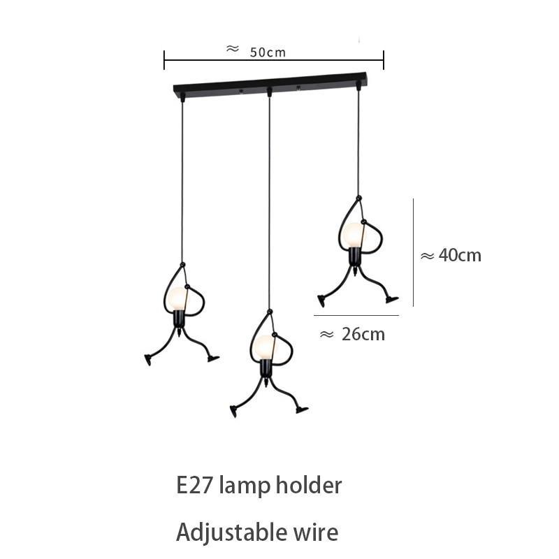 Industrial Metal Pendant Light, Creative Cartoon Ceiling Light Fixture, Indoor Hanging Lamp, Modern Minimalist Lamps for Bedrooms Loft Study Restaurant Entryway Foyer, E27 Great decoration for Bedroom and Kids Room - Black Girl Golf