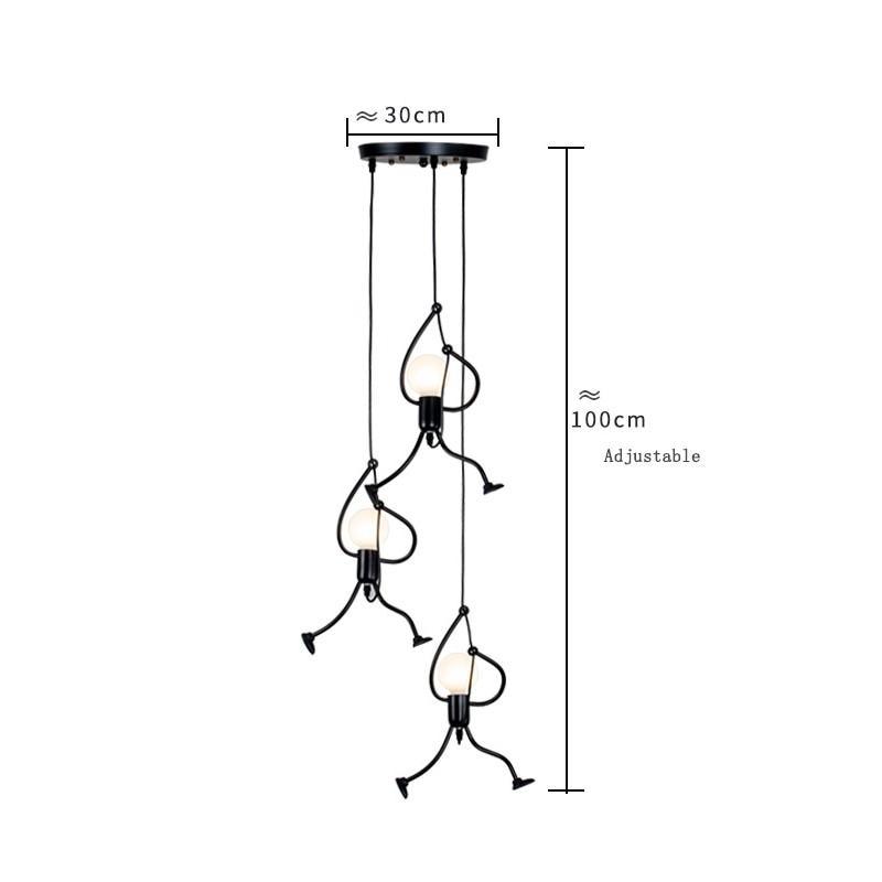 Industrial Metal Pendant Light, Creative Cartoon Ceiling Light Fixture, Indoor Hanging Lamp, Modern Minimalist Lamps for Bedrooms Loft Study Restaurant Entryway Foyer, E27 Great decoration for Bedroom and Kids Room - Black Girl Golf