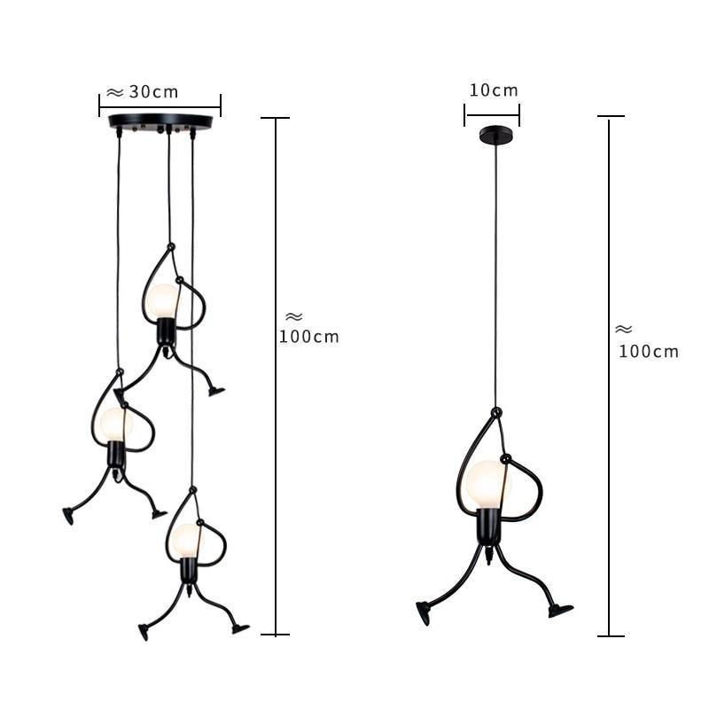 Industrial Metal Pendant Light, Creative Cartoon Ceiling Light Fixture, Indoor Hanging Lamp, Modern Minimalist Lamps for Bedrooms Loft Study Restaurant Entryway Foyer, E27 Great decoration for Bedroom and Kids Room - Black Girl Golf