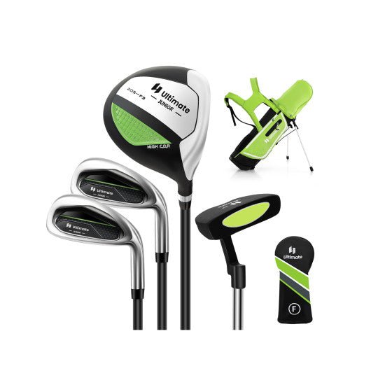 Junior Complete Golf Club Set Right Hand with Rain Hood for Kids-Green - Black Girl Golf