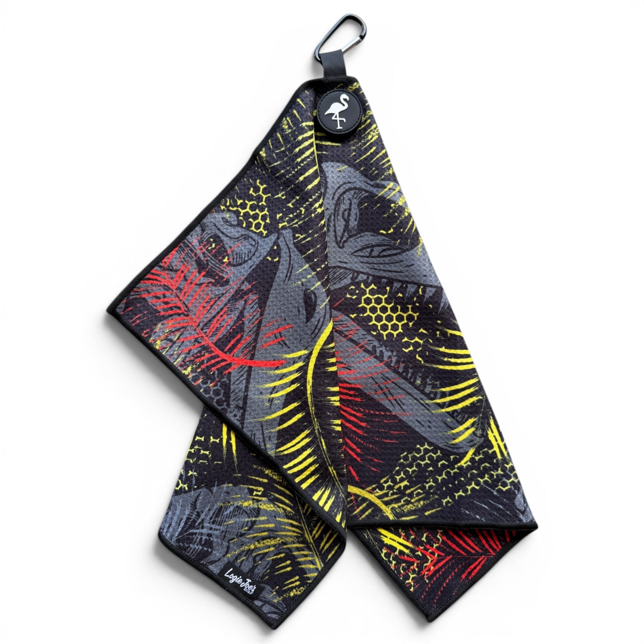 Jurassic Fairway Golf Towel | 24” x 16” Microfiber Towel | Magnetic Clip & Carabiner | Premium Golf Accessory - Black Girl Golf