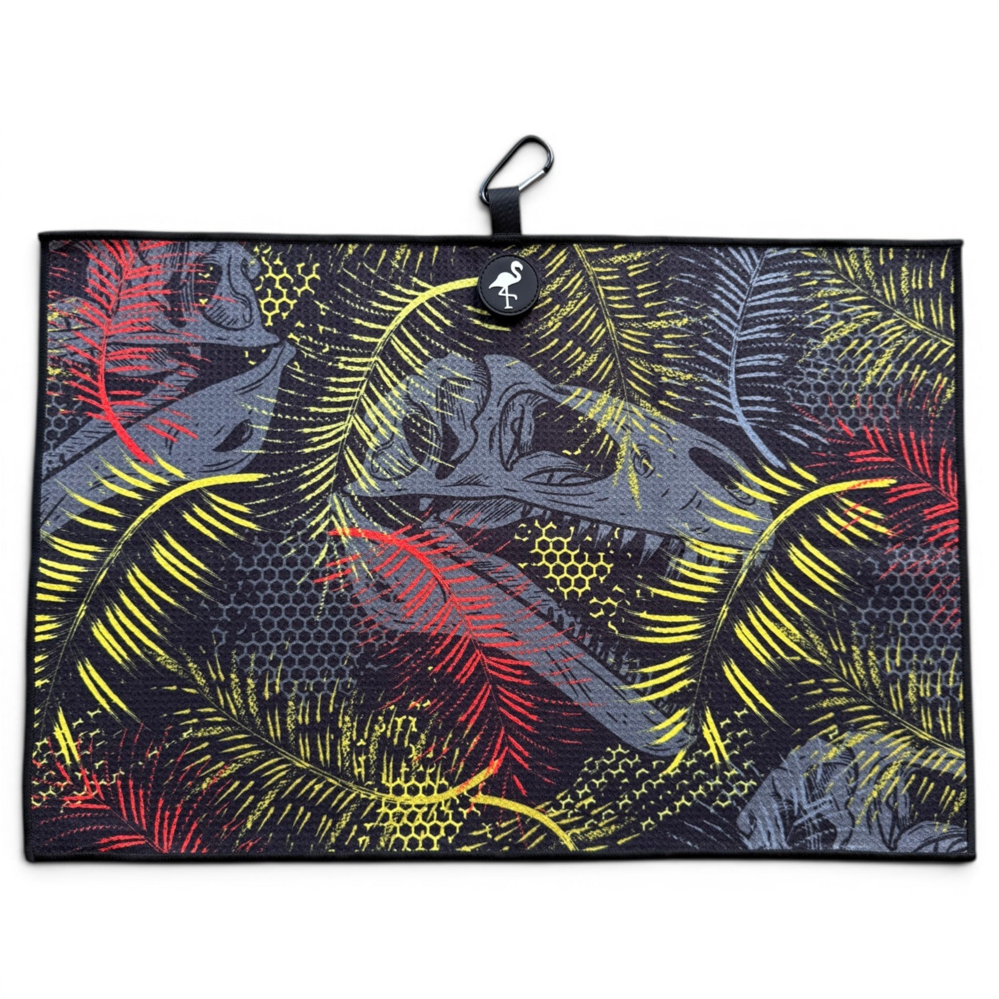 Jurassic Fairway Golf Towel | 24” x 16” Microfiber Towel | Magnetic Clip & Carabiner | Premium Golf Accessory - Black Girl Golf
