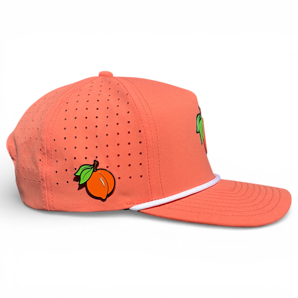 Just Peachy Golf Hat | Snapback Cap | Built-in Magnetic Ball Marker Holder + Marker Included | Adjustable Peach - Black Girl Golf