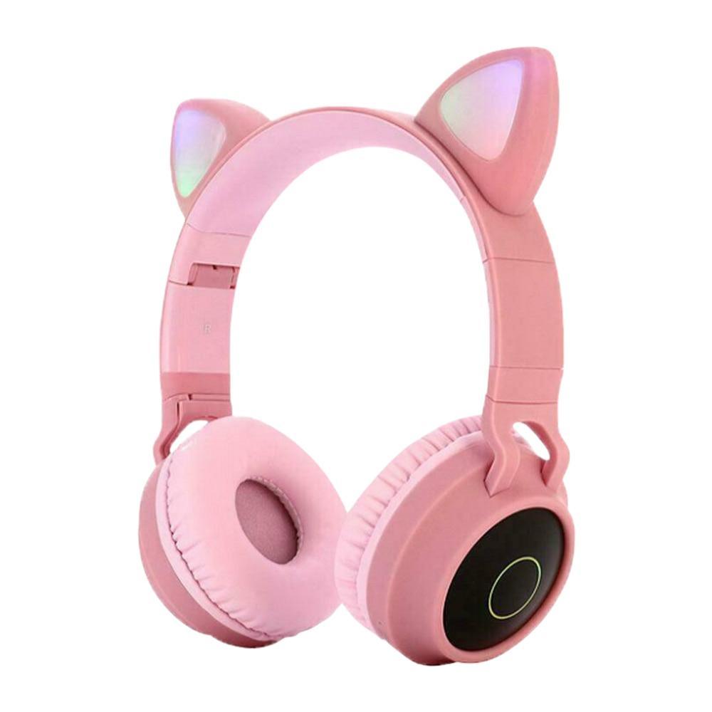 KIds Luxury Interesting Stevvex Portable Headset Wireless Bluetooth folding Headphones Headset Audio Adjustable Game Earphones With Microphone For PC phone (Pink) - Black Girl Golf
