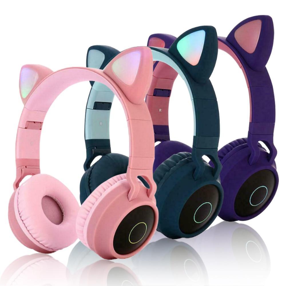 KIds Luxury Interesting Stevvex Portable Headset Wireless Bluetooth folding Headphones Headset Audio Adjustable Game Earphones With Microphone For PC phone (Pink) - Black Girl Golf