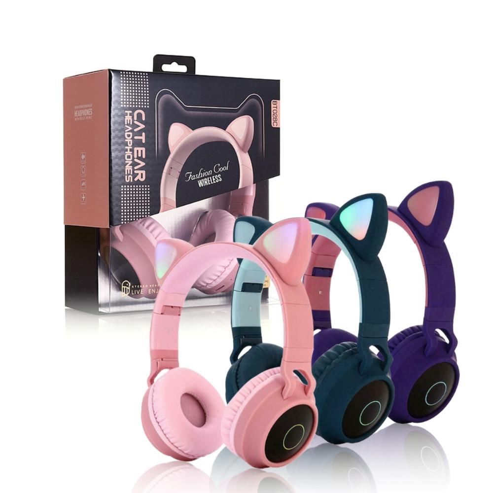 KIds Luxury Interesting Stevvex Portable Headset Wireless Bluetooth folding Headphones Headset Audio Adjustable Game Earphones With Microphone For PC phone (Pink) - Black Girl Golf