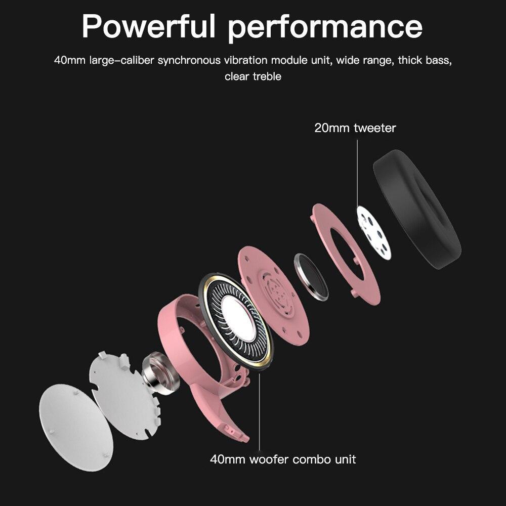 KIds Luxury Interesting Stevvex Portable Headset Wireless Bluetooth folding Headphones Headset Audio Adjustable Game Earphones With Microphone For PC phone (Pink) - Black Girl Golf