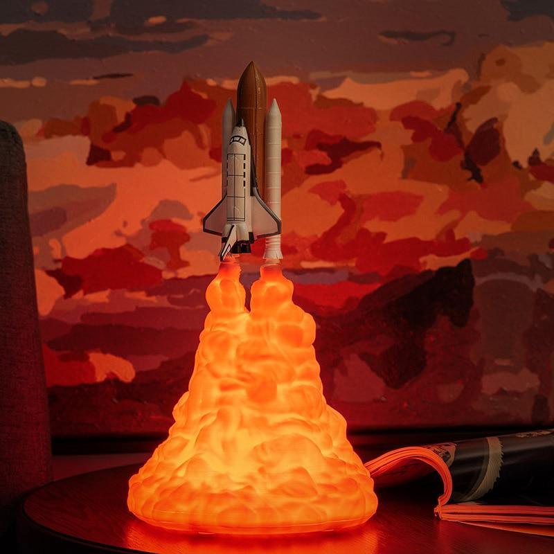Kids Popular Space Shuttle Lamp and Moon lamps In Night Light By 3D Print For Space Lovers Rocket Lamp - Black Girl Golf