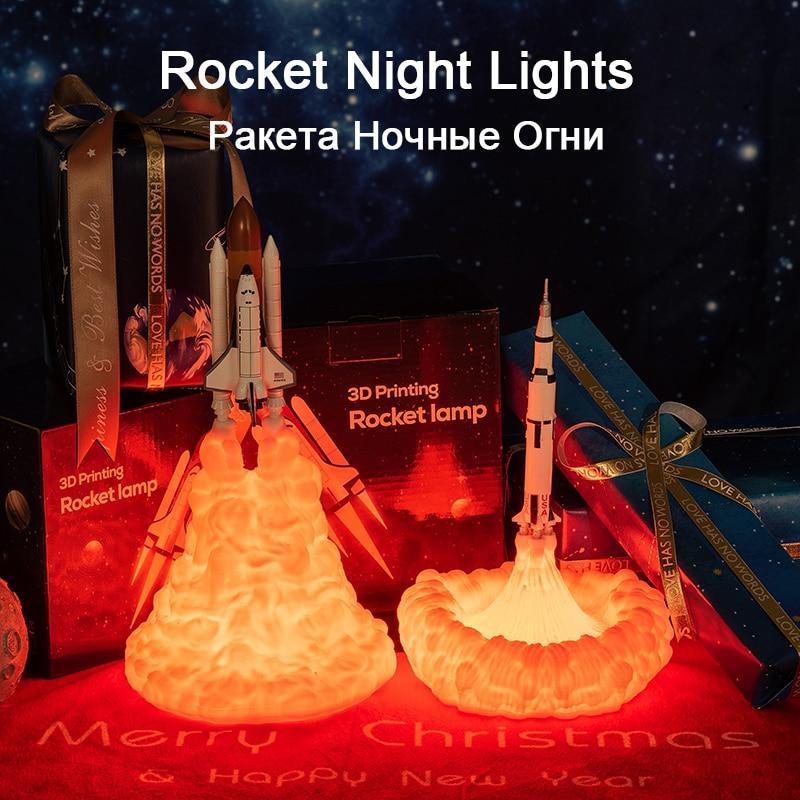 Kids Popular Space Shuttle Lamp and Moon lamps In Night Light By 3D Print For Space Lovers Rocket Lamp - Black Girl Golf