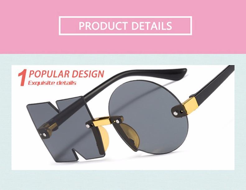 Letter NO Party Rimless Irregular Design Sunglasses For Men/Women Fashionable NO Sunglasses for Kids Oversize & Irregular Design Frameless Polygon Glasses For Children - Black Girl Golf