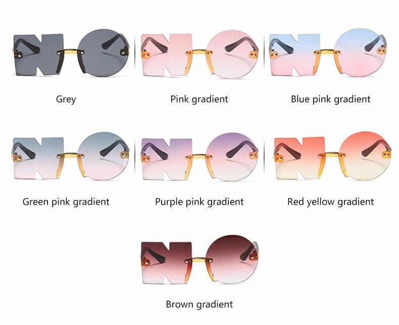 Letter NO Party Rimless Irregular Design Sunglasses For Men/Women Fashionable NO Sunglasses for Kids Oversize & Irregular Design Frameless Polygon Glasses For Children - Black Girl Golf