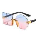 Letter NO Party Rimless Irregular Design Sunglasses For Men/Women Fashionable NO Sunglasses for Kids Oversize & Irregular Design Frameless Polygon Glasses For Children - Black Girl Golf