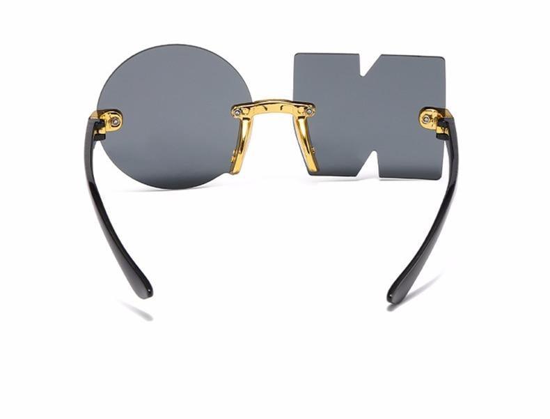 Letter NO Party Rimless Irregular Design Sunglasses For Men/Women Fashionable NO Sunglasses for Kids Oversize & Irregular Design Frameless Polygon Glasses For Children - Black Girl Golf