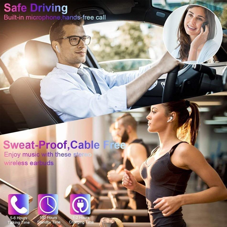 Luxury Modern STEVVEX Wireless Headphone Bluetooth 5.0 Earphone In-Ear Stereo Earbuds Sports Handsfree Headset Binaural call For Cell Phones - Black Girl Golf