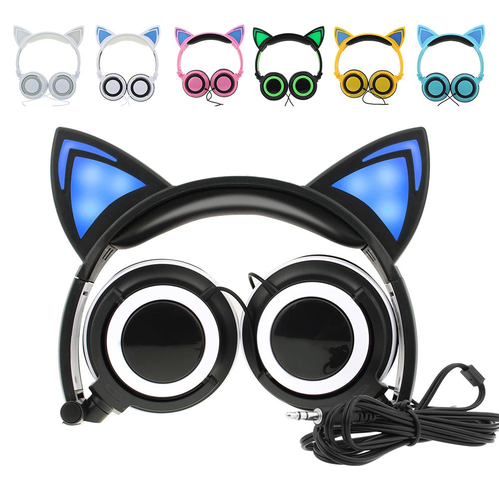 Luxury New Popular Esonstyle Kids Headphones Over Ear with LED Glowing Cat Ears,Safe Wired Kids Headsets 85dB Volume Limited, Food Grade Silicone, 3.5mm Aux Jack, Cat-Inspired Purple Headphones for Girls and Kids - Black Girl Golf