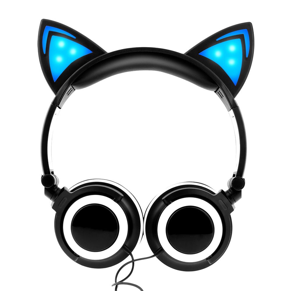 Luxury New Popular Esonstyle Kids Headphones Over Ear with LED Glowing Cat Ears,Safe Wired Kids Headsets 85dB Volume Limited, Food Grade Silicone, 3.5mm Aux Jack, Cat-Inspired Purple Headphones for Girls and Kids - Black Girl Golf