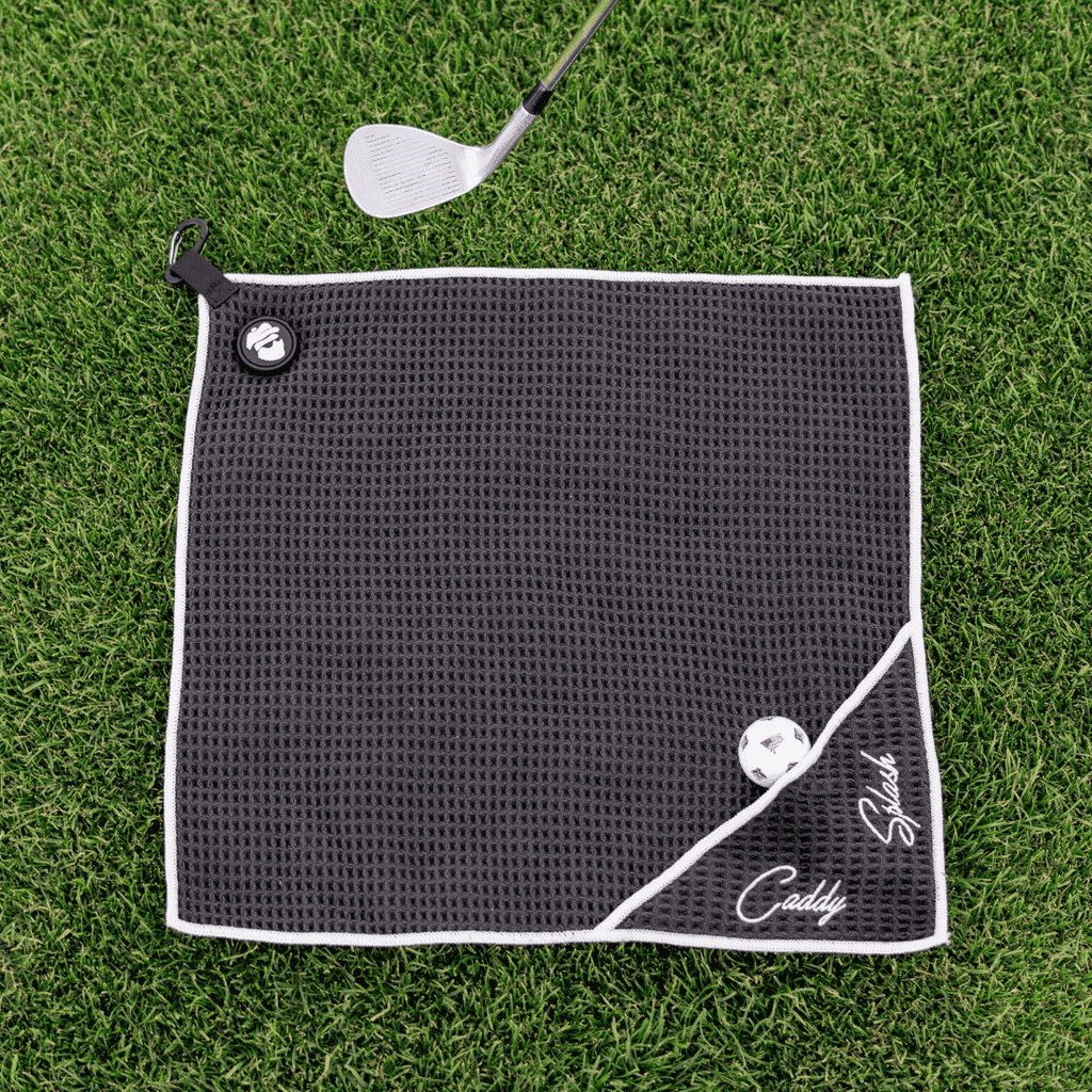 Magnetic Golf Towel with Ball Pocket - Black - Black Girl Golf