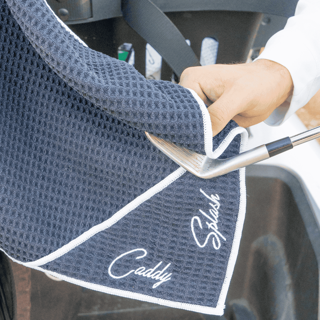 Magnetic Golf Towel with Ball Pocket - Black - Black Girl Golf