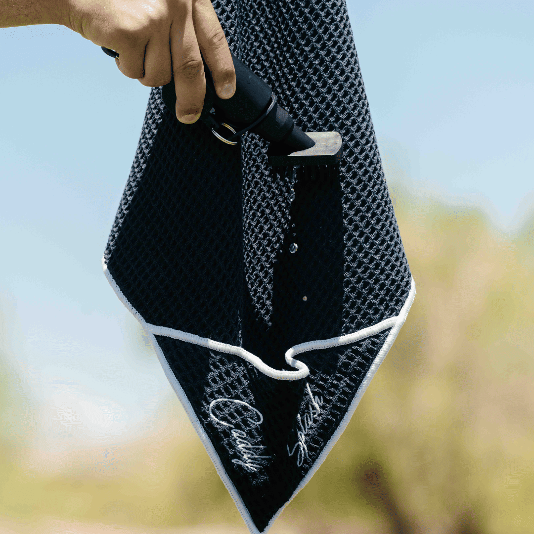 Magnetic Golf Towel with Ball Pocket - Black - Black Girl Golf