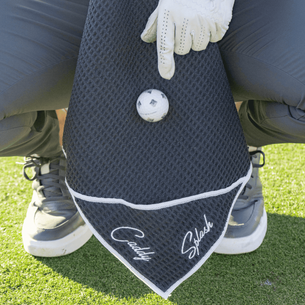 Magnetic Golf Towel with Ball Pocket - Black - Black Girl Golf