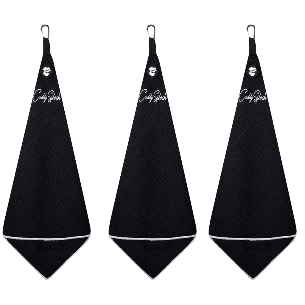Magnetic Golf Towel with Ball Pocket - Black - Black Girl Golf
