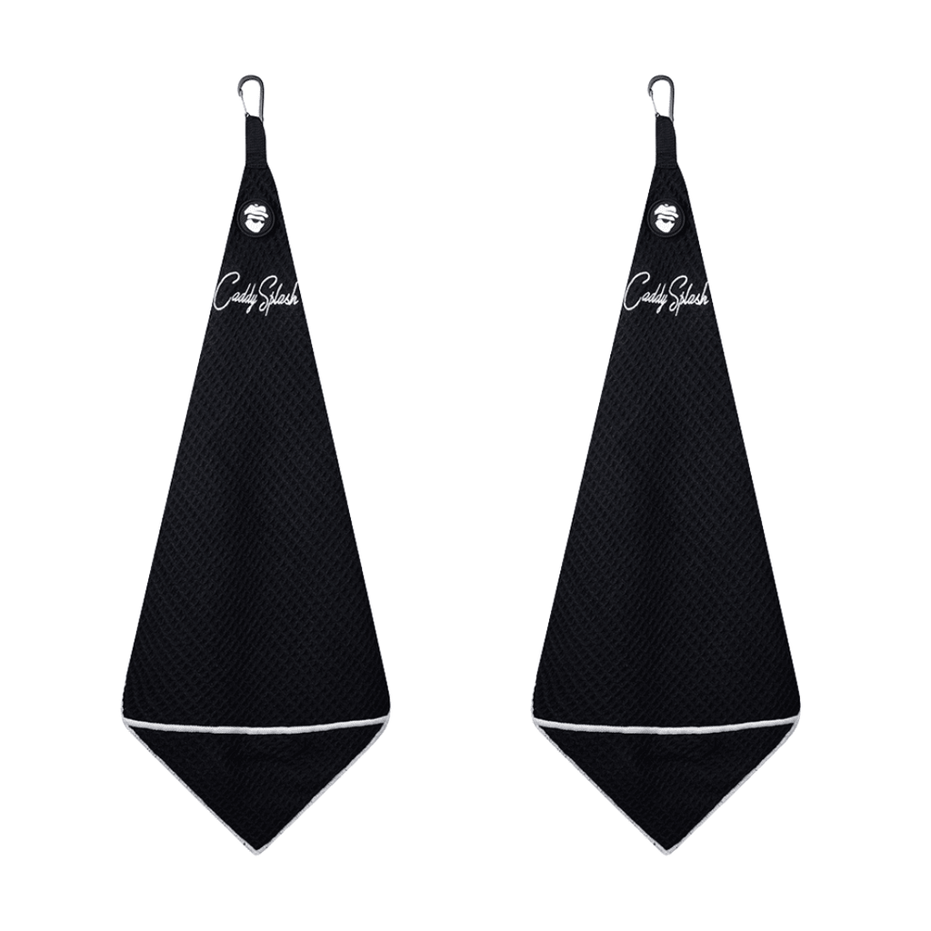 Magnetic Golf Towel with Ball Pocket - Black - Black Girl Golf