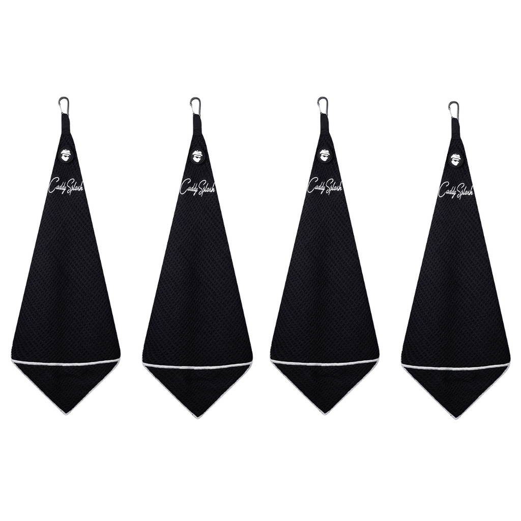 Magnetic Golf Towel with Ball Pocket - Black - Black Girl Golf