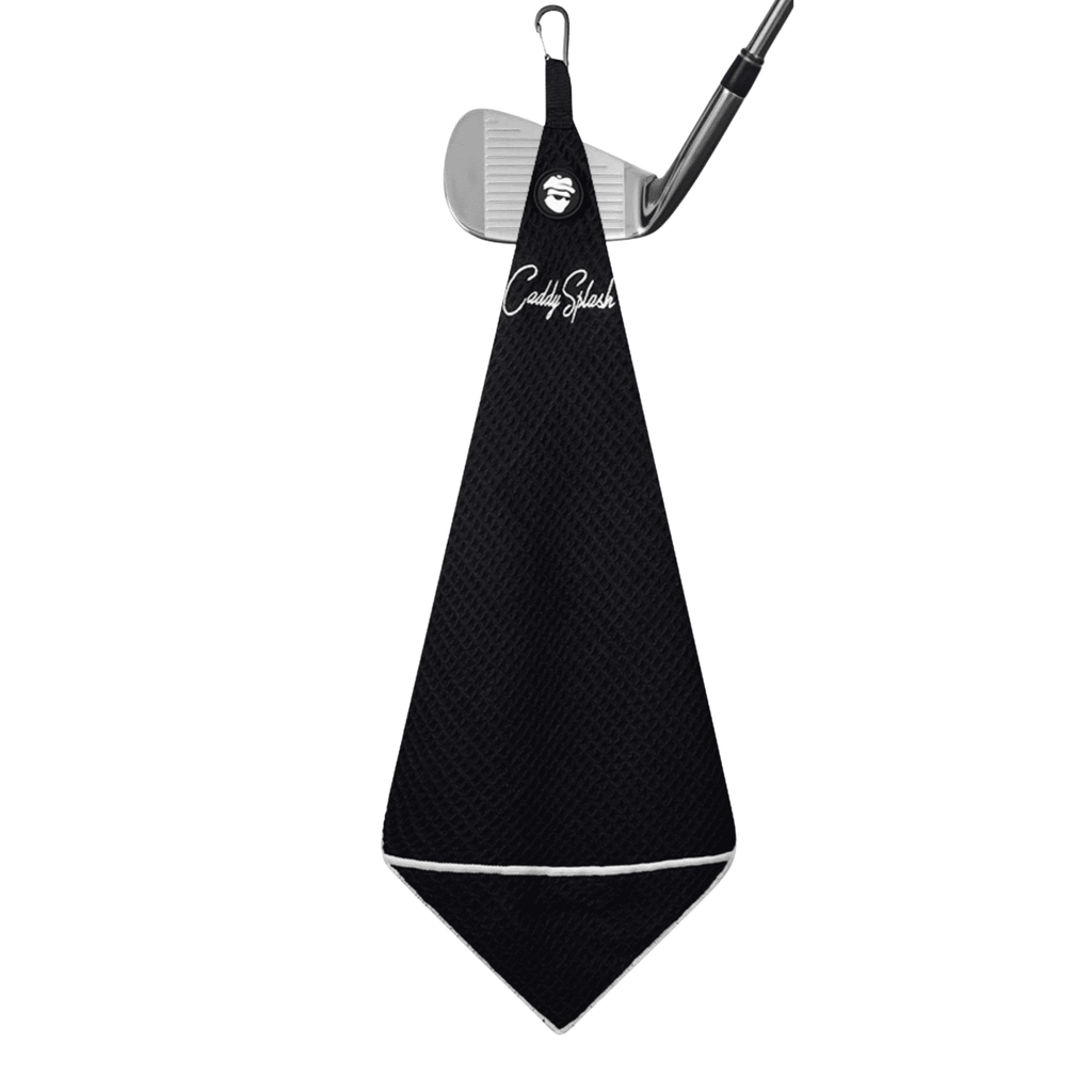 Magnetic Golf Towel with Ball Pocket - Black - Black Girl Golf