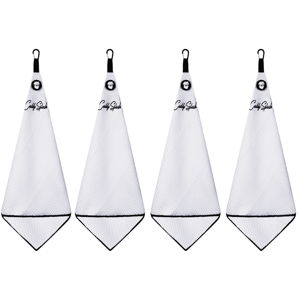 Magnetic Golf Towel with Ball Pocket - White - Black Girl Golf