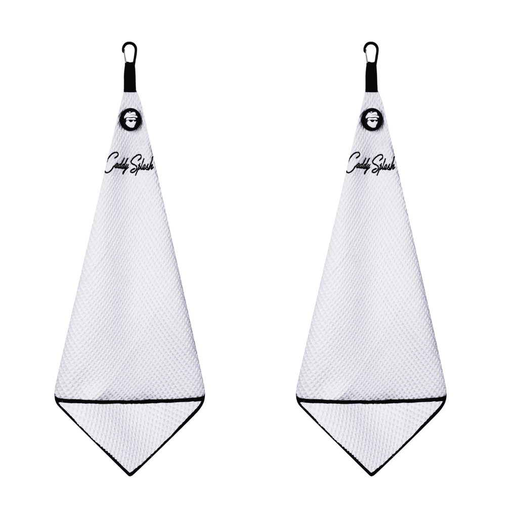 Magnetic Golf Towel with Ball Pocket - White - Black Girl Golf