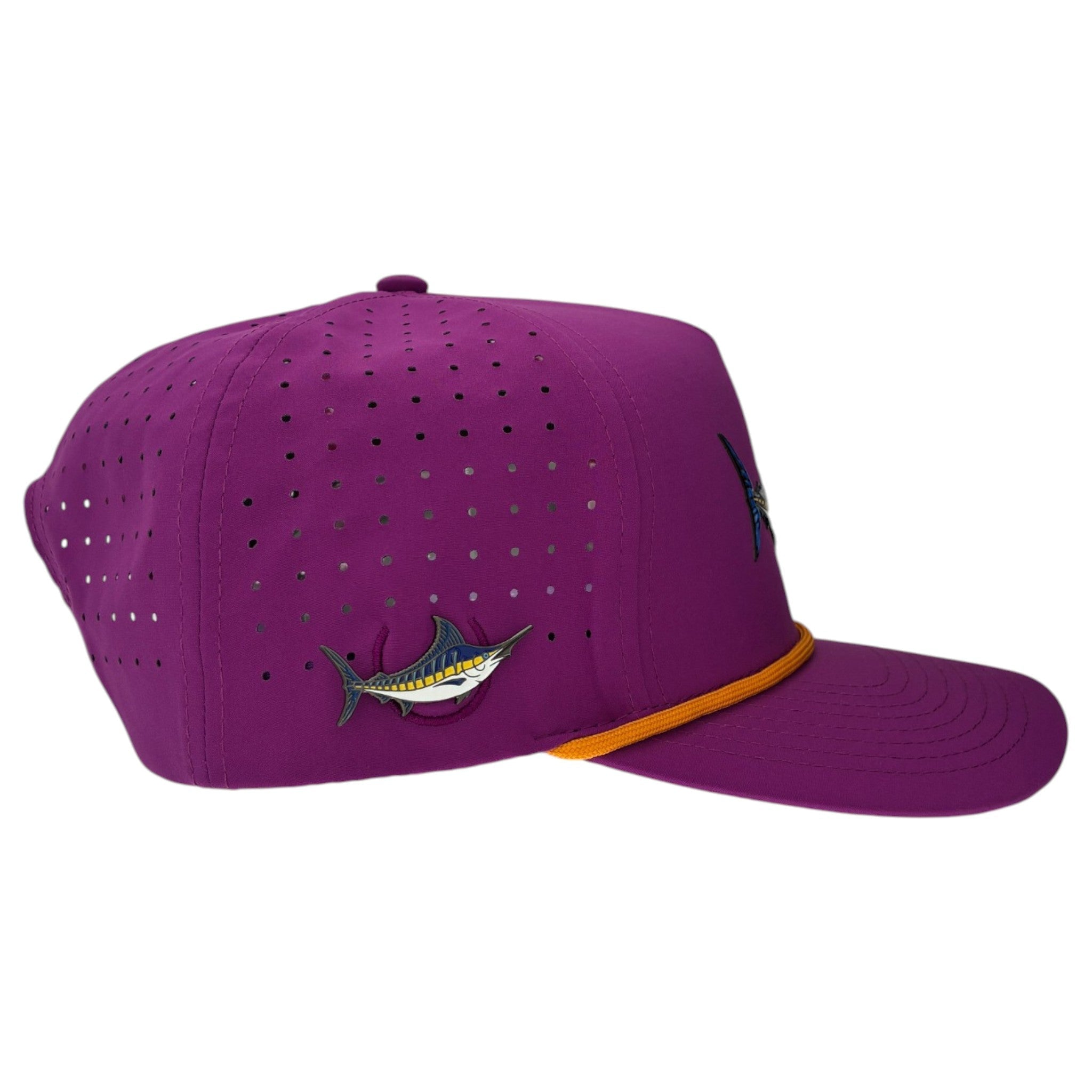 Marlin Golf Hat | Snapback Cap | Built-in Magnetic Ball Marker Holder + Marker Included | Adjustable Purple - Black Girl Golf