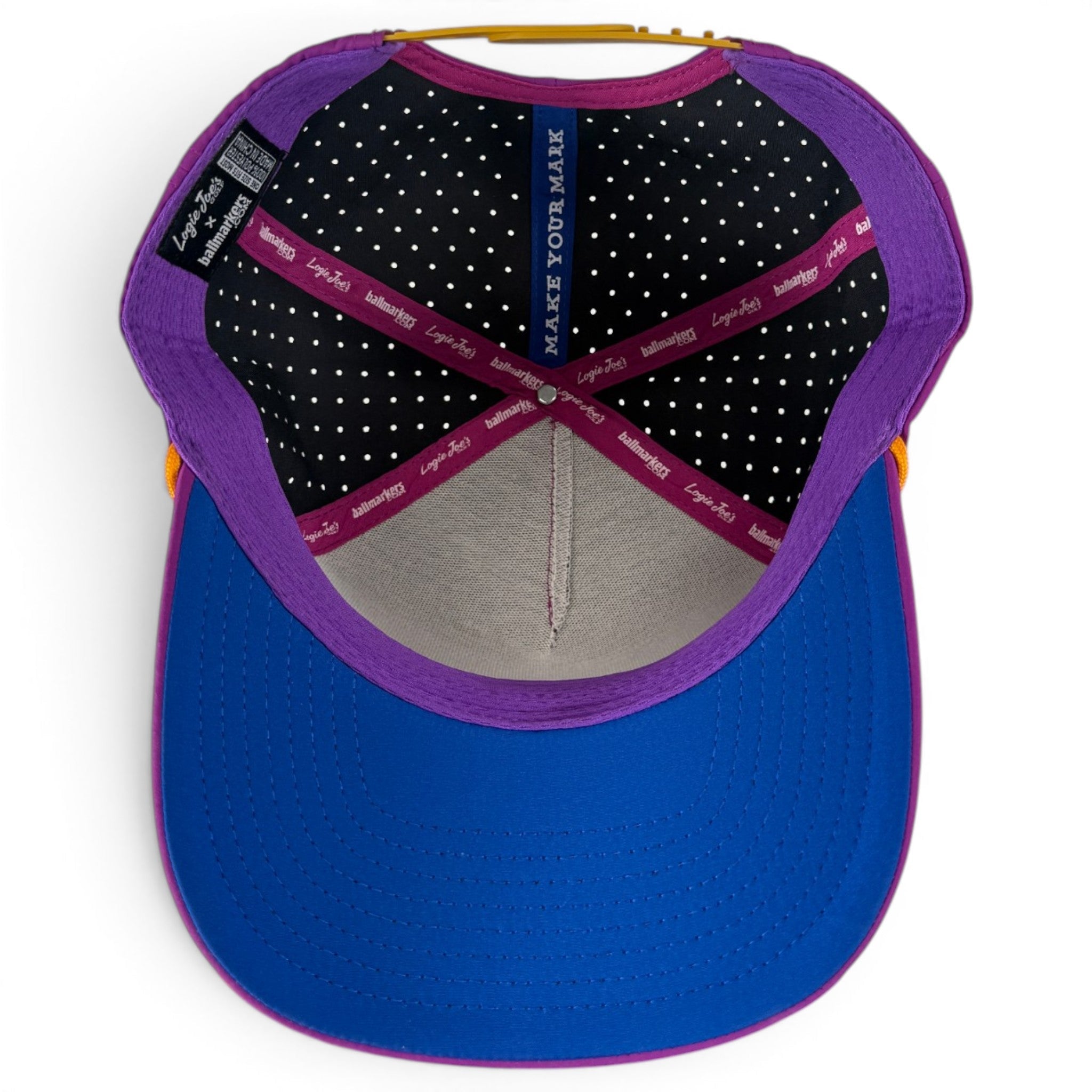 Marlin Golf Hat | Snapback Cap | Built-in Magnetic Ball Marker Holder + Marker Included | Adjustable Purple - Black Girl Golf