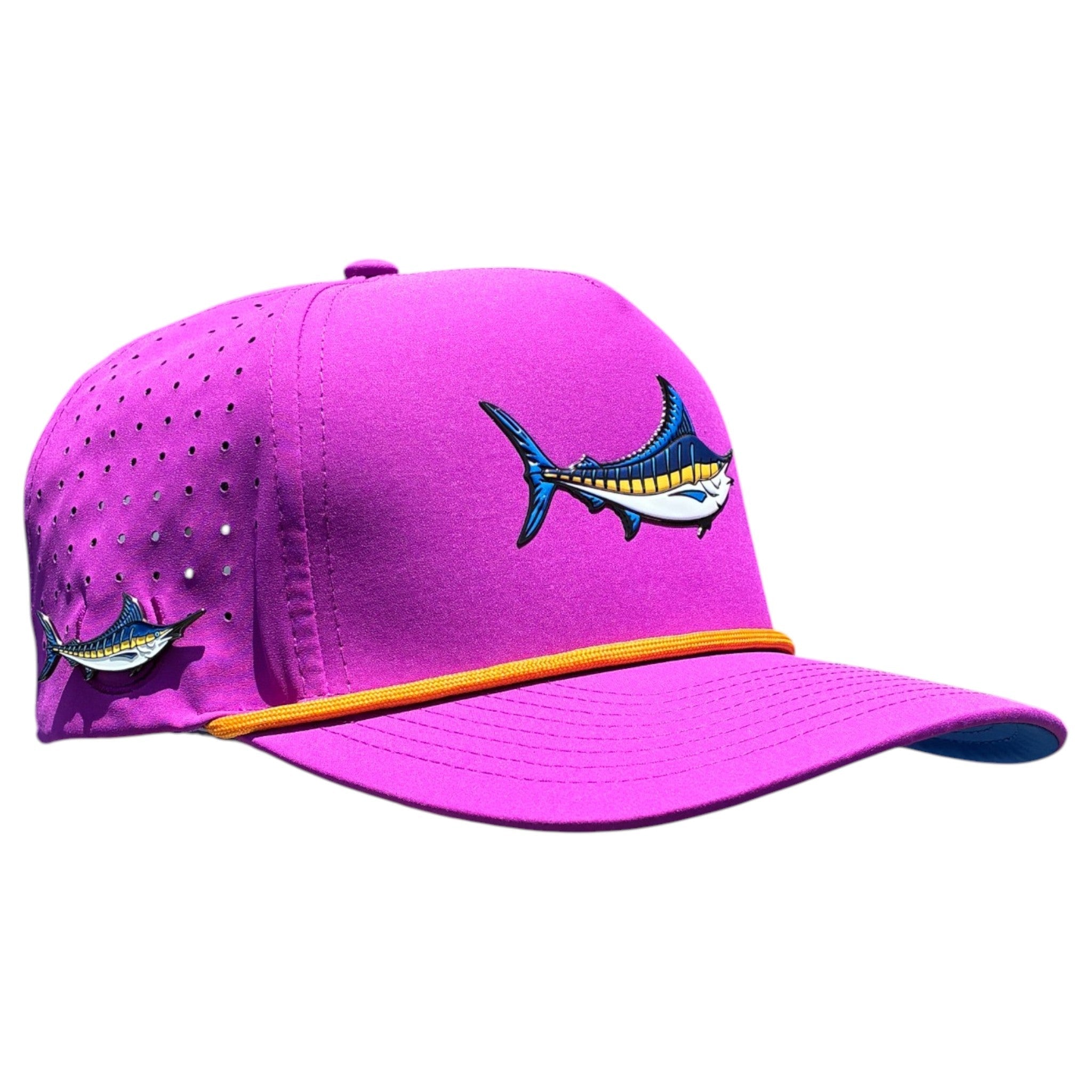Marlin Golf Hat | Snapback Cap | Built-in Magnetic Ball Marker Holder + Marker Included | Adjustable Purple - Black Girl Golf