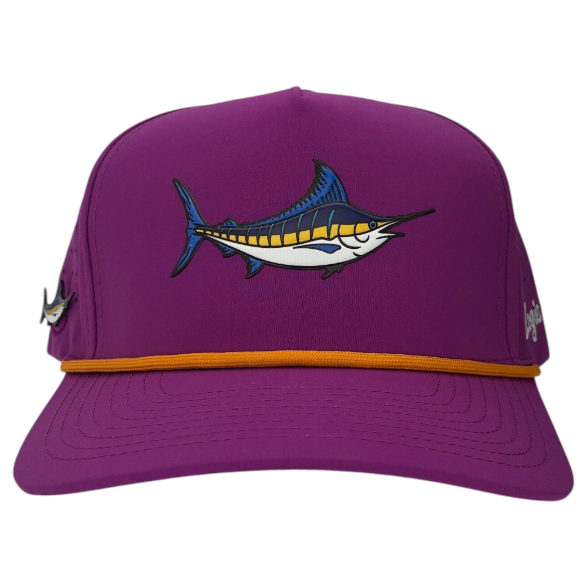 Marlin Golf Hat | Snapback Cap | Built-in Magnetic Ball Marker Holder + Marker Included | Adjustable Purple - Black Girl Golf