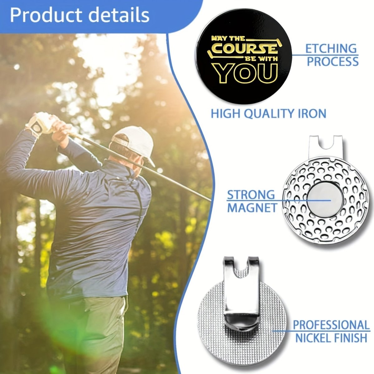 "May The Course Be With You" Golf Ball Marker - Black Girl Golf