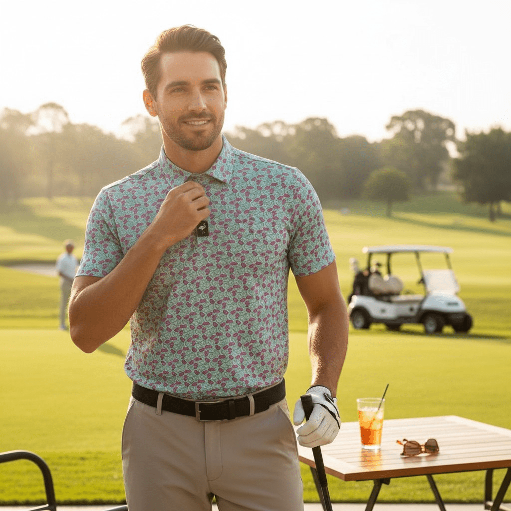 Men's Frosted Animal Cookies Golf Polo | Moisture - Wicking Performance Stretch Golf Shirt - Black Girl Golf