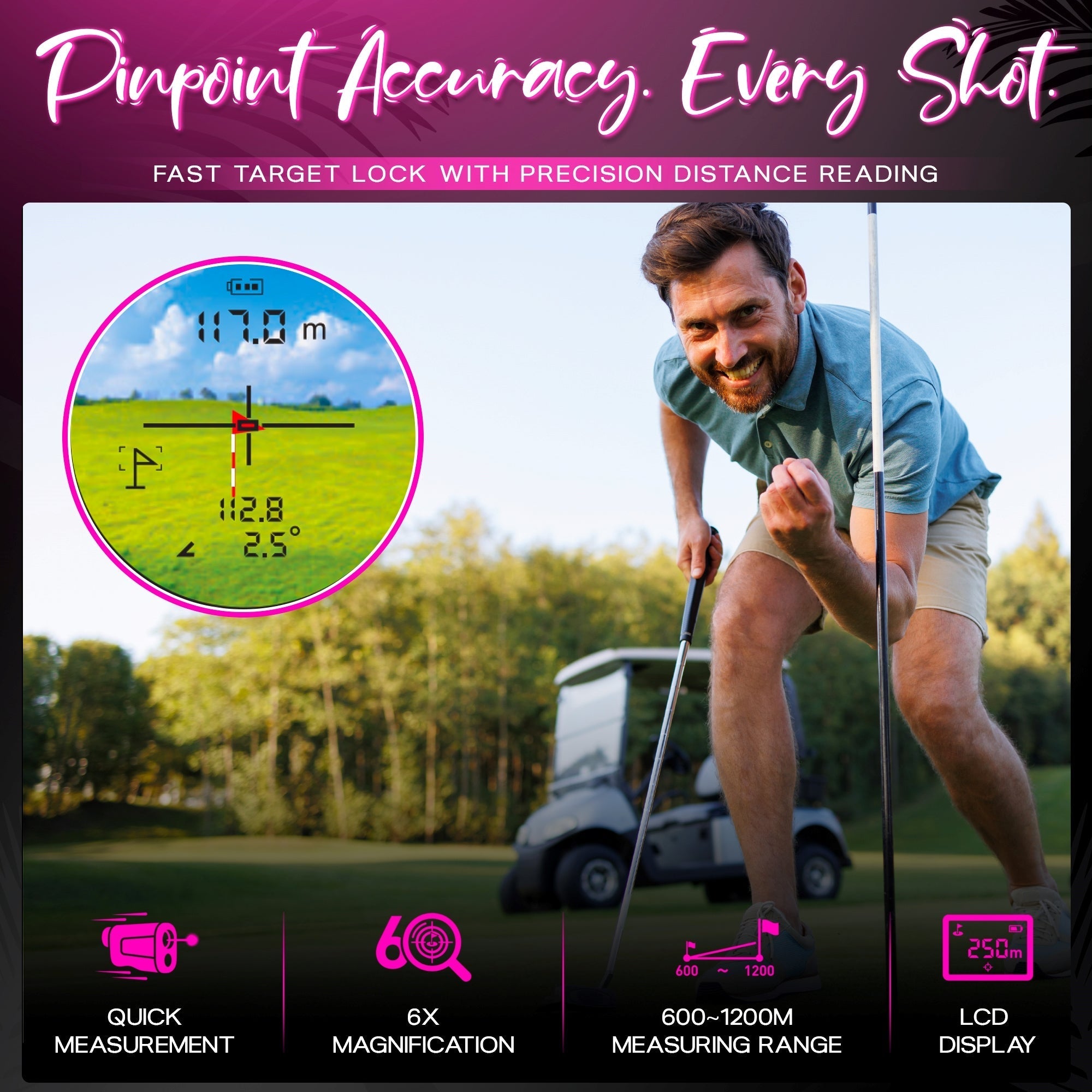 MINI+ Golf Rangefinder | Flamingo Pink - Black Girl Golf
