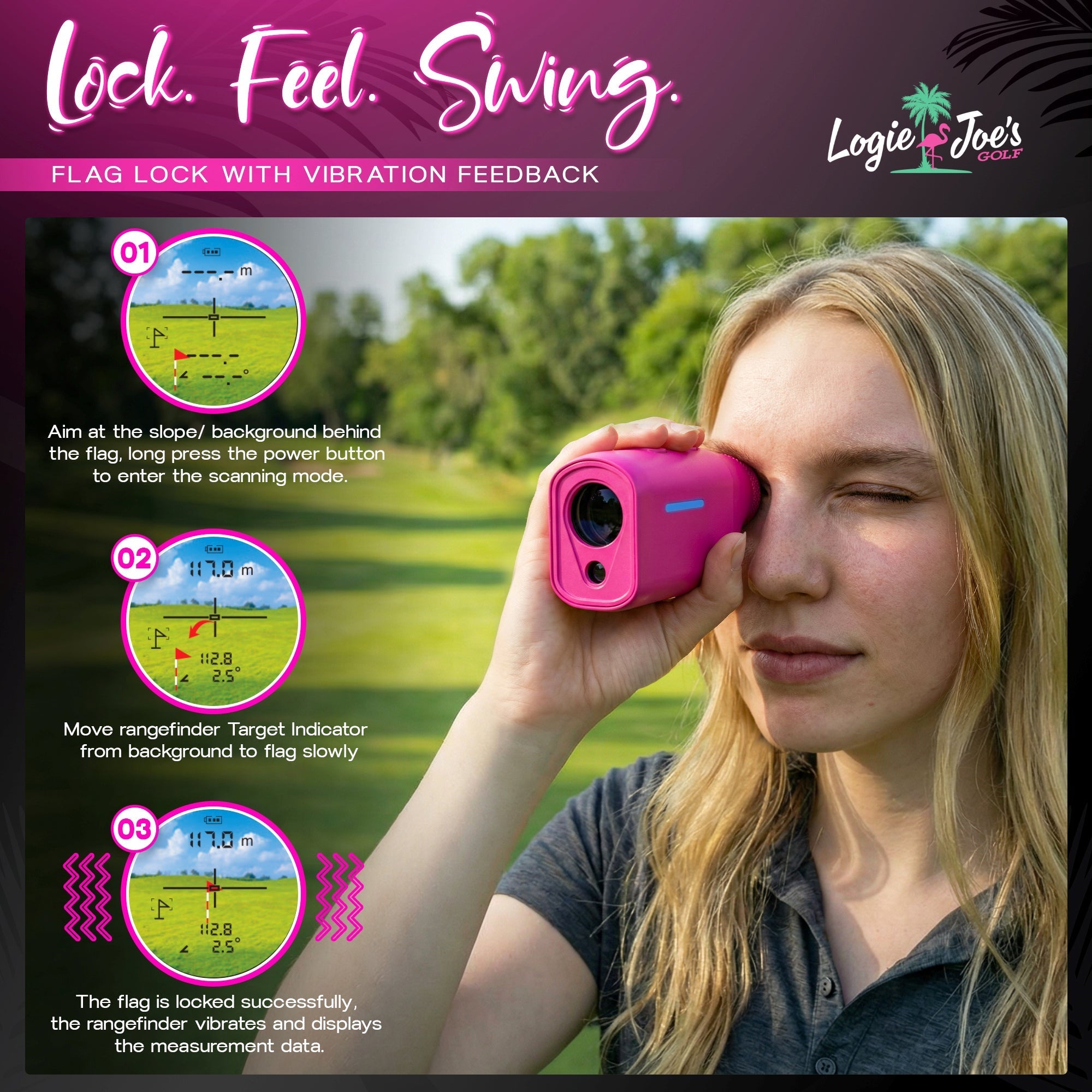 MINI+ Golf Rangefinder | Flamingo Pink - Black Girl Golf