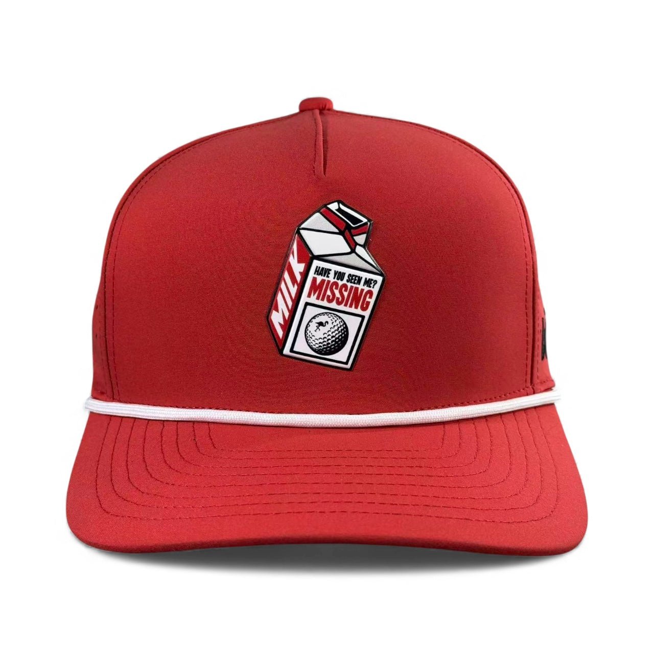 Missing Milk Golf Hat | Snapback Cap | Built-in Magnetic Ball Marker Holder + Marker Included | Missing Golf Ball | Adjustable Red - Black Girl Golf
